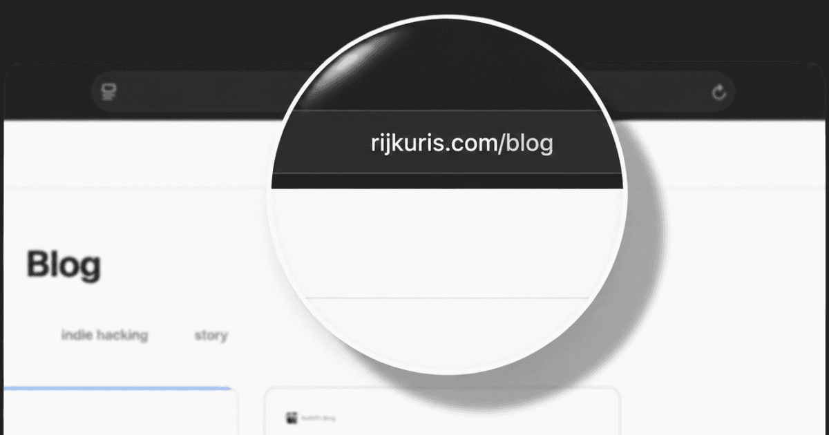 Blog published at yourapp.com/blog with a magnified browser address bar