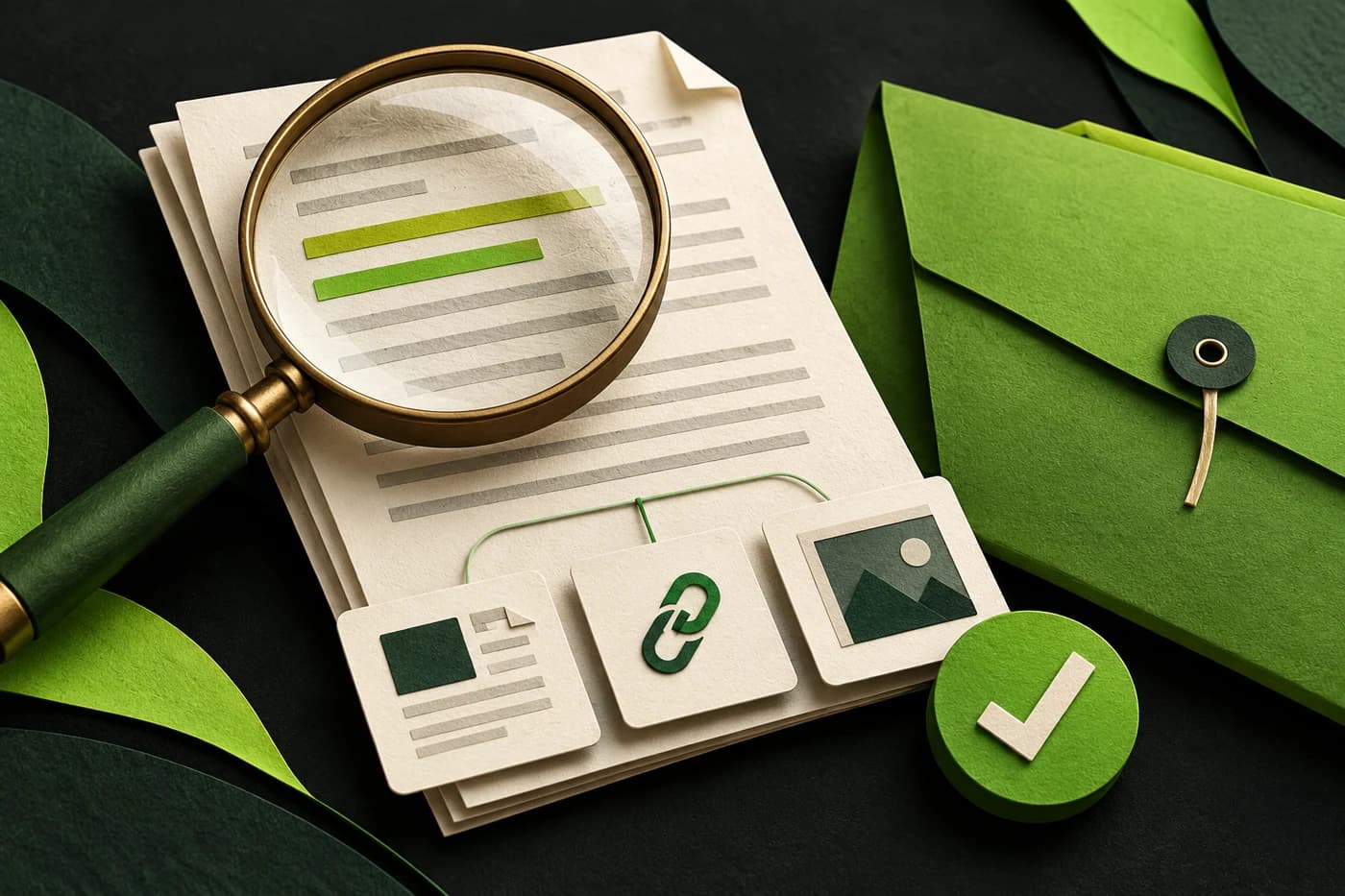 Editorial review checks a draft against its sources, links, and visuals before it moves to the next step.