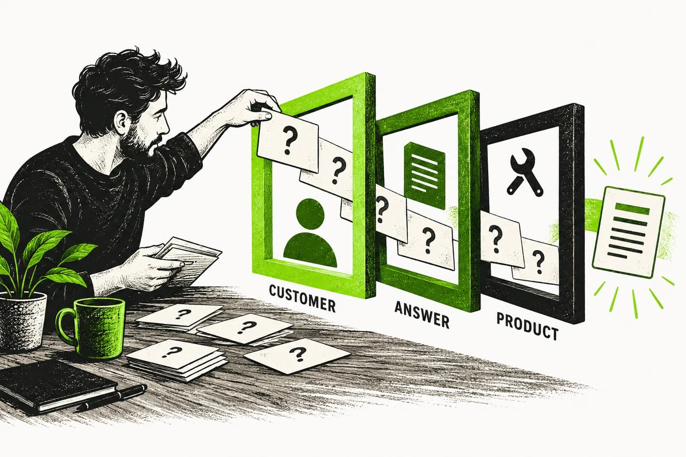 Three tests for a SaaS content topic: customer relevance, a useful answer, and product contribution.